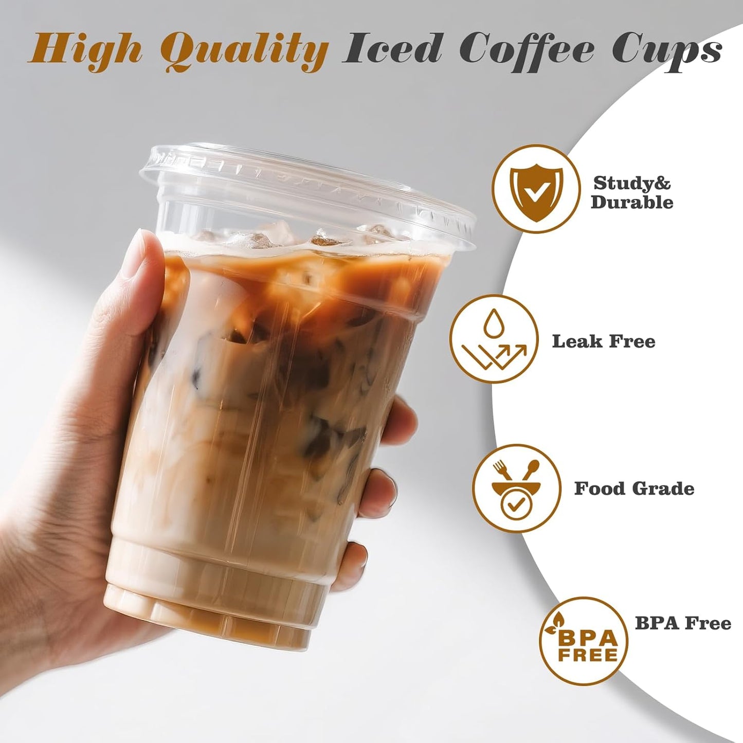 Ginkgo 50 Pack 20 oz Plastic Iced Coffee Cups with Lids and Straws, Clear Disposable To Go Cups for Coffee, Cold Drinks, Smoothie and Coffee Bar Accessories