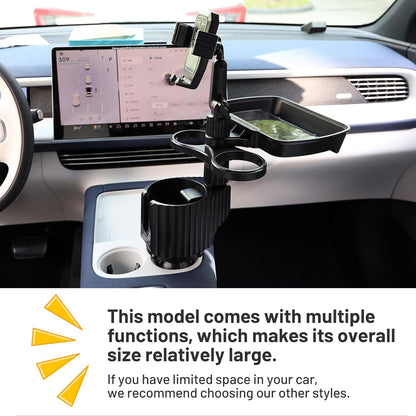 Car Large Cup Holder Expander, 5-in-1 Cupholder Extender with Phone Holder & Swivel and Detachable Snack Food Tray Table for Eating, Travel Essentials for Road Trips for Driver. Model C