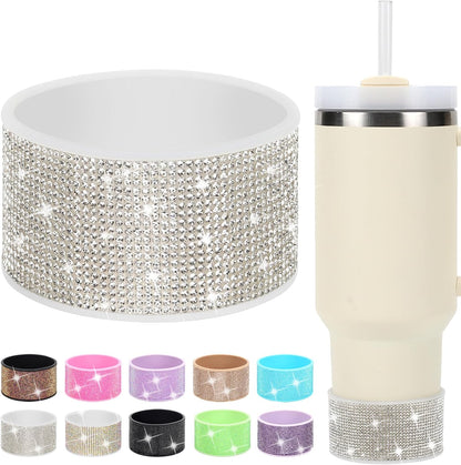Rhinestone Silicone Boot for 40oz 30oz Stanley Quencher, Anti-Slip Silicone Protector for Qunercher Pro Tour Flip 40oz 30oz, Cup Accessories for 2.75-2.95 inch Trapezoidal Cylinder Base