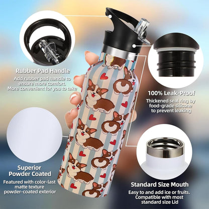 Pickleball Gifts,Pickle Water Bottle with Straw Lid Insulated Stainless Steel Travel Mugs for Sport Gym Outdoor 20oz