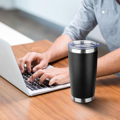 20oz Tumbler with Straw and Brush, Stainless Steel Vacuum Insulated tumbler, Double Wall Insulated Coffee Tumbler for Outdoor, Home, Travel,Office (Buff,1pcs)