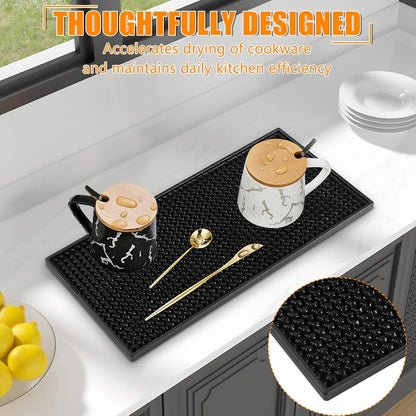 Ninsula 2 Pack Bar Mat, 6" x 12" Bar Mats for Countertop, Non Slip Spill Proof Service Mat, Rubber Dish Drying Mat for Coffee Bar, Bartending, Home Kitchen & Restaurant