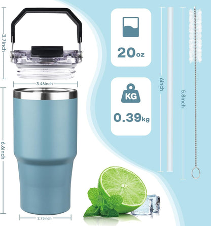 30oz Tumbler with Handle and Flip Straw Lid Double Wall Insulated Travel Coffee Mug Stainless Steel Vacuum Insulated Coffee Tumbler Cup for Hot and Cold Beverages,Leak-proof&BPA-free (30oz,Black)