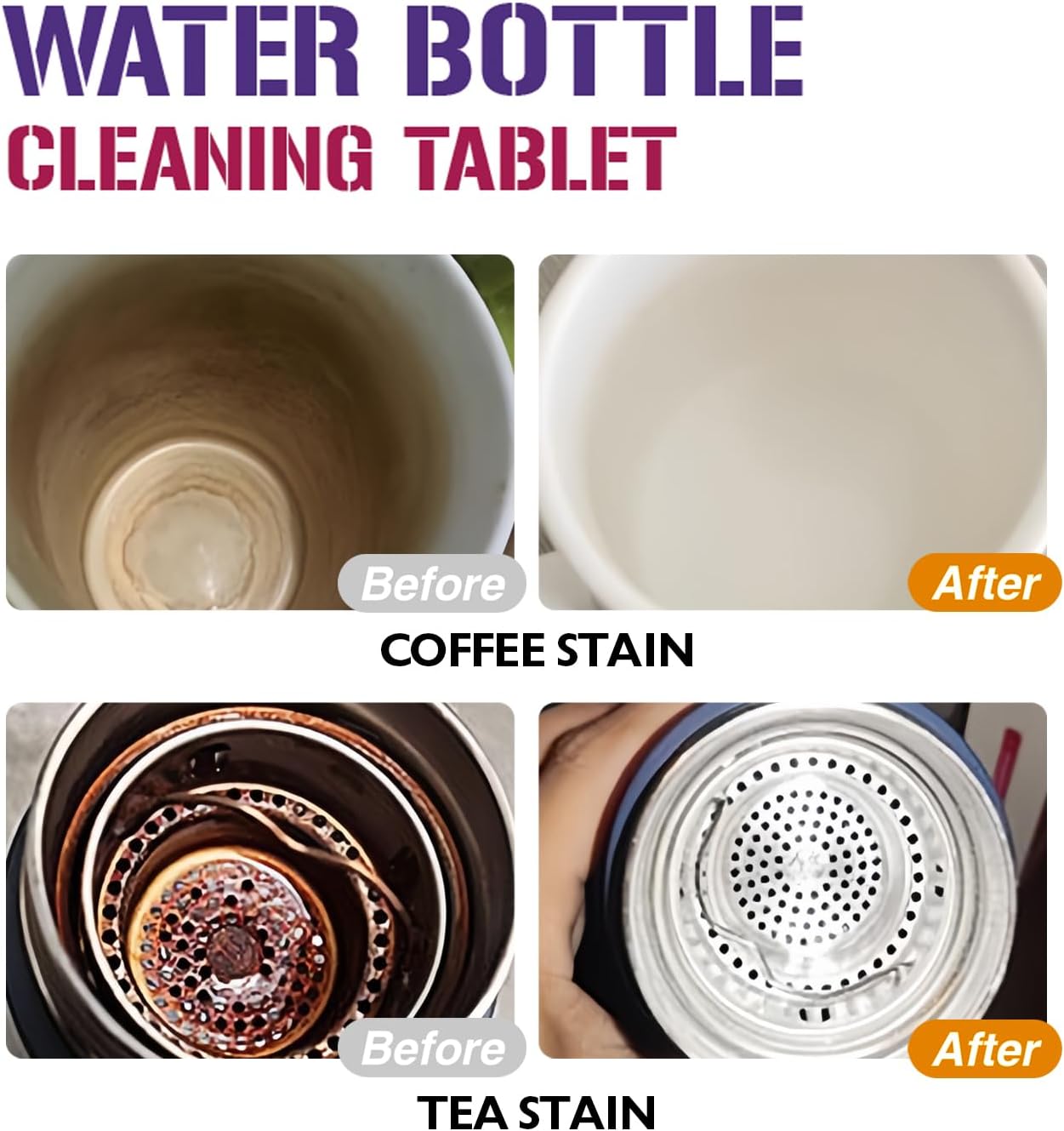 Water Bottle Cleaning Tablets for Bottle Bright-Clean Stainless Steel, Thermos and Reusable Water Bottles – Cleaning Tablets are Easy and Safe to Use