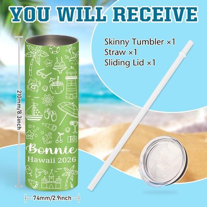 Girl Trip Gifts for Women, Personalized Girls Trip Tumblers with Name Text, Custom Beach Tumbler, Road Trips Vacation Cruise Cup with Lid and Straw, Bachelorette Party Girl Weekend Gift For Friend