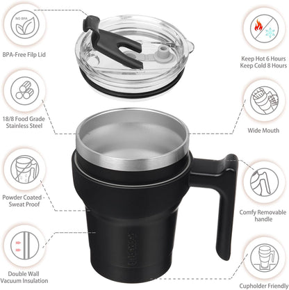 BJPKPK Tumbler With Handle And Straw Lid 40 oz Stainless Steel Insulated Coffee Tumbler Cups For Home, Office or Car,Turquoise