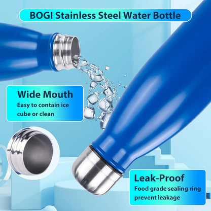 BOGI 17oz Insulated Water Bottle Double Wall Vacuum Stainless Steel Water Bottles, Leak Proof Metal Sports Water Bottle Keeps Drink Hot and Cold - Perfect for Outdoor Sports Camping Biking (Purple)