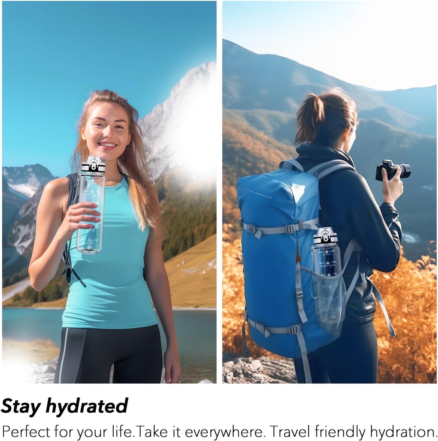 32oz Water Bottle with Time Marker, Motivational Drinking Bottle with Strap, BPA-Free Leak-Proof, Encouraging Water Bottle Time to Drink Water for Gym School Office Travel