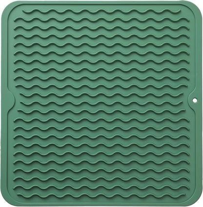 MicoYang Silicone Dish Drying Mat for Multiple Usage,Easy clean,Eco-friendly,Heat-resistant Silicone Mat for Kitchen Counter,Sink,Bar,Bottle,or Cup Green M 17 inches x 6 inches