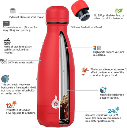 BJPKPK Insulated Water Bottle 12oz Small Stainless Steel Water Bottles Reusable Metal Thermal Keep Cold and Hot,Dreamy Purple - Colors A