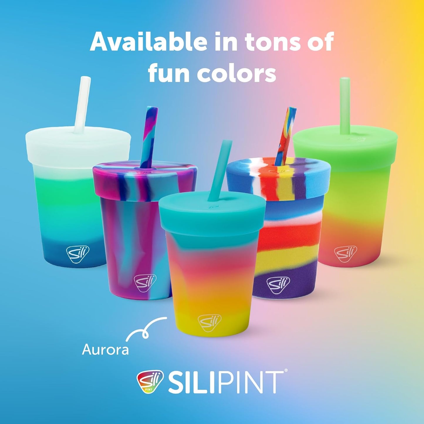 Silipint 8oz Silicone Tumbler with Straw and Lid – Unbreakable, BPA Free, Non-Toxic, Dishwasher, Microwave, Freezer Safe Tumbler Cup – Drinkware for Juice, Smoothies, Coffee (Cool Berry Crush)