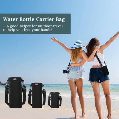 Nuovoware Water Bottle Carrier Bag, Premium Neoprene Portable Insulated Water bottle Sling Holder Bag 500ml/750ml/1000ml with Adjustable Shoulder Strap for Men Women Hiking, Sling Bottle Bag Case