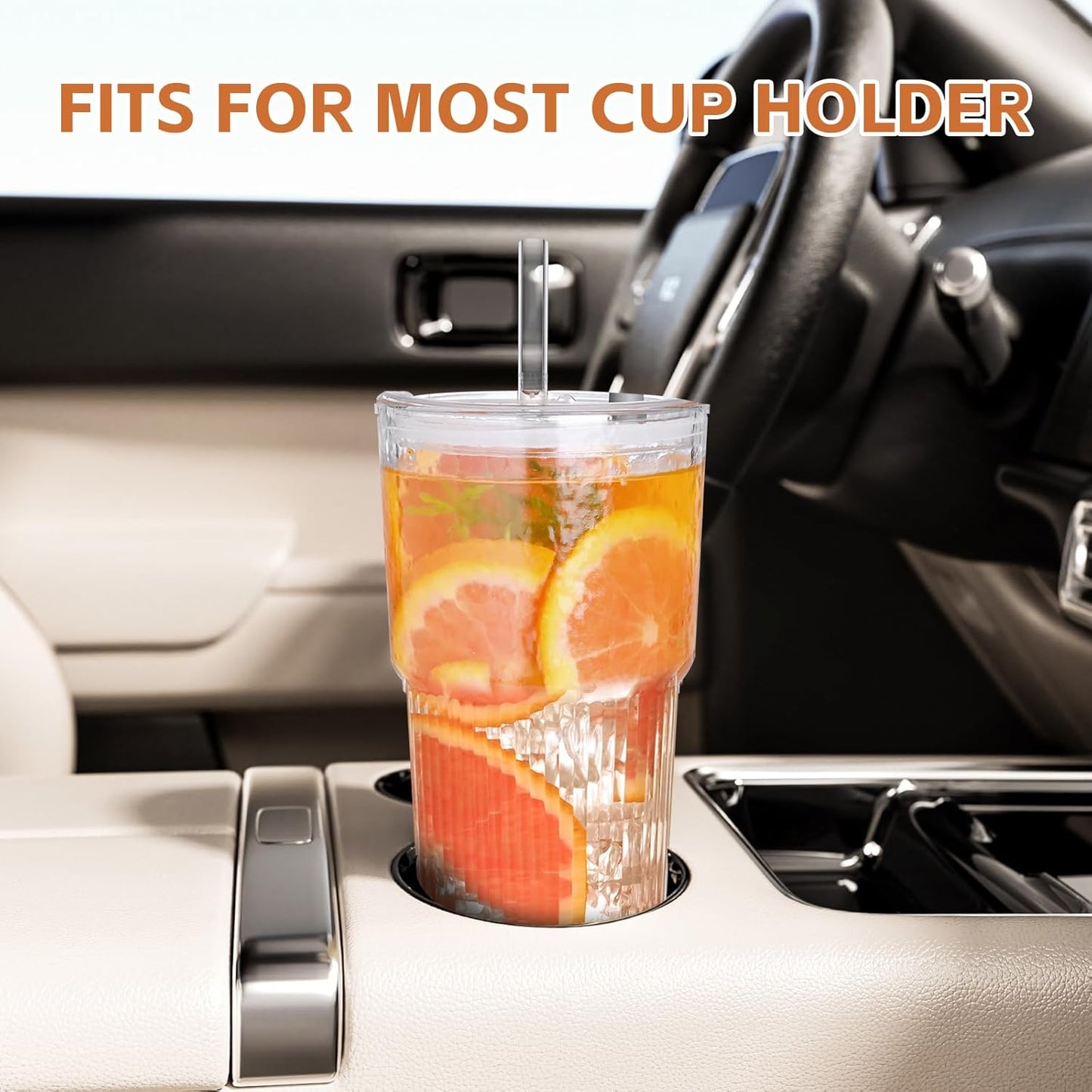 20oz Glass Tumblers with Lids and Straws,2PCS Glass Cups with Lids and Straws,Iced Coffee Cups with Lid,Drinking Glasses for Juice, Smoothies