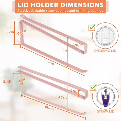 Tumbler Lid Organizer, Horizontal Tumbler Lid Storage Hook Up to 10 Lids, Space Saving Cup Lid Holders Under Cabinet Tumbler Lid Hook for Kitchen Organizer and Storage,Hanging Paper Towel Rack Hanger