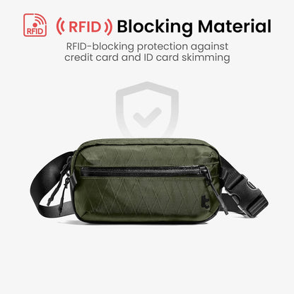 tomtoc 3.5L Sling Bag with RFID Blocking, Crossbody Bag Chest Shoulder Pack for Men and Women, Water-resistant Lightweight Casual Waist Fanny Pack for Travel/Daily Use