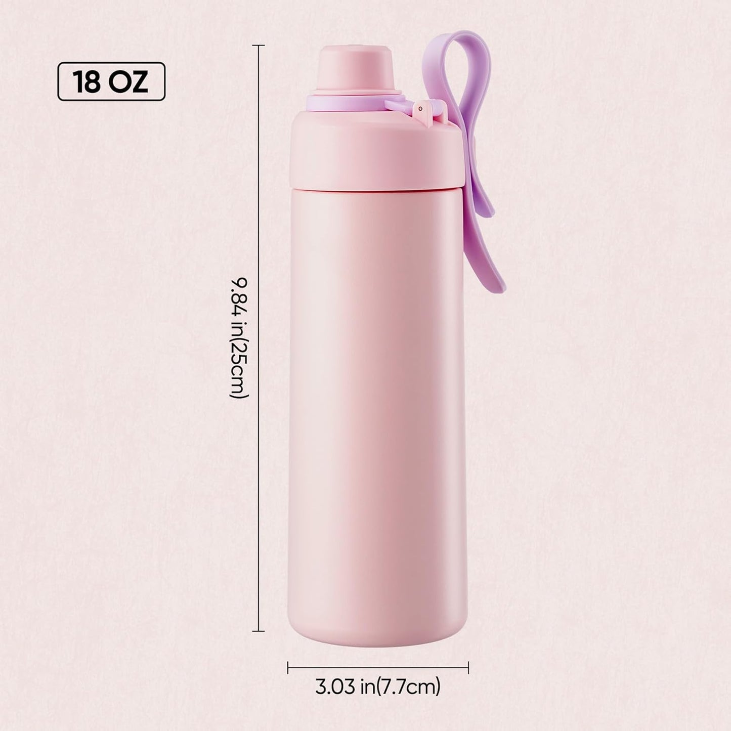 Fijinhom 18 oz Insulated Water Bottle with Handle, 304 Stainless Steel Double Wall Vacuum, Keep 24H Cold, Leak Proof, BPA-Free,with Lid & Non-Slip Bottom for Outdoor, Sports, Work, Travel (Black)