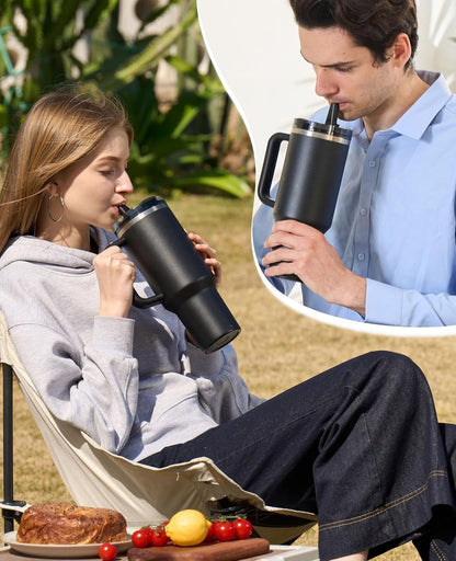 2 Pack Tumbler Flip Straw Lid Replacement Fit for Stanley 40 OZ Quencher, Leak Proof Lid with Straw for Stanley, No Spill Reusable Tumbler Lid Compatible with Stanley Cup Accessories