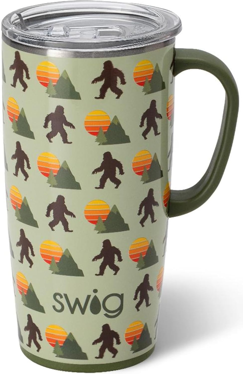Swig Life 18oz Travel Mug, Insulated Tumbler with Handle and Lid, Cup Holder Friendly, Dishwasher Safe, Stainless Steel, Travel Coffee Cup (Honey Meadow)