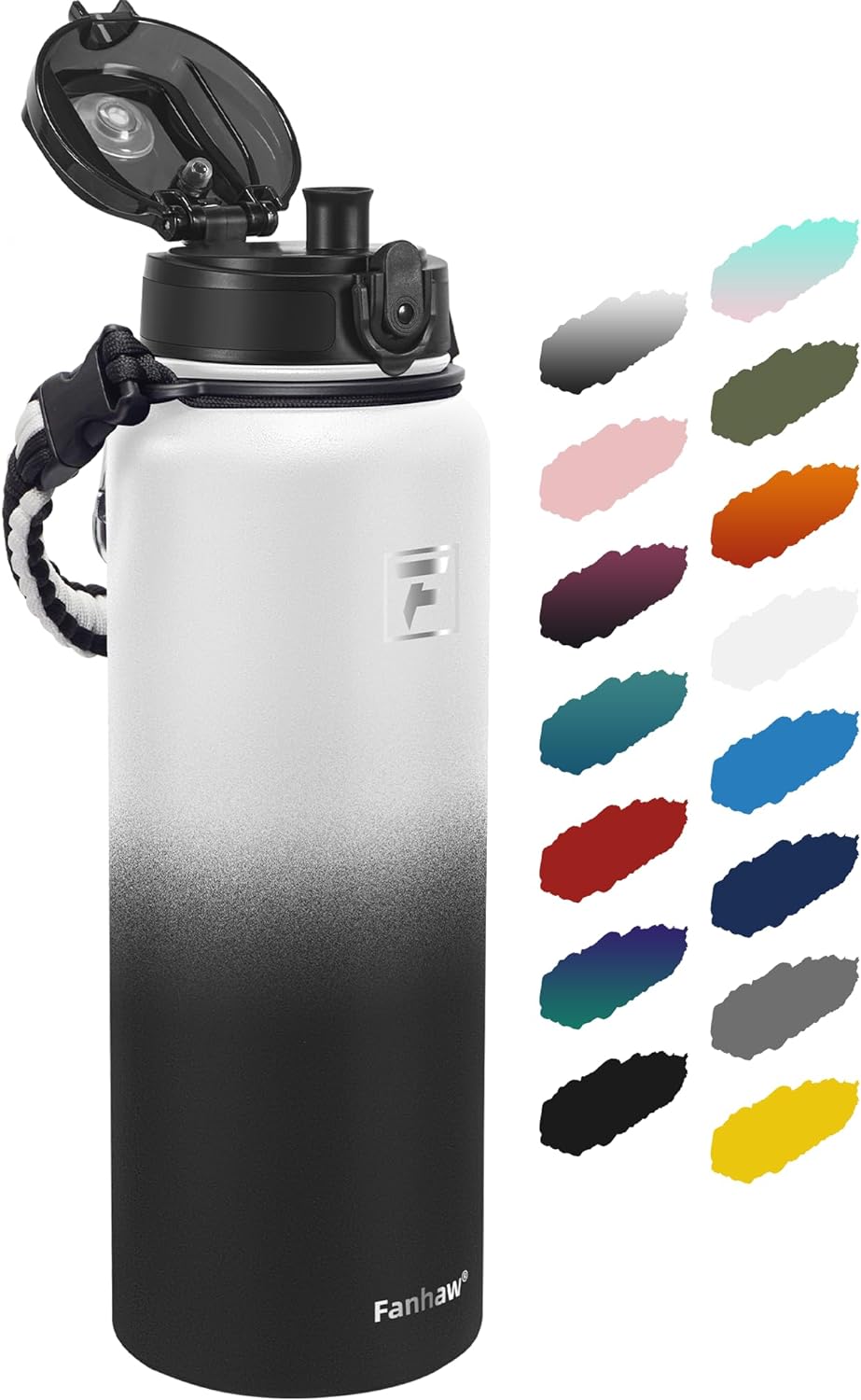 Fanhaw 20 oz Insulated Stainless Steel Water Bottle with Anti-Dust Chug Lid, Leakproof Vacuum Metal Everyday Use Bottle for Kids, Teens & Adults, Back to School Essentials (Green Blue)