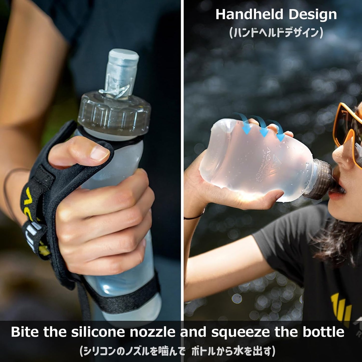 Azarxis TPU Soft Flask Collapsible Water Bottle Running Folding Gel Water Reservoir Handheld for Hydration Pack Hiking Cycling Climbing Jogging Marathon Trail Race