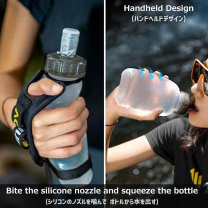 Azarxis TPU Soft Flask Collapsible Water Bottle Running Folding Gel Water Reservoir Handheld for Hydration Pack Hiking Cycling Climbing Jogging Marathon Trail Race