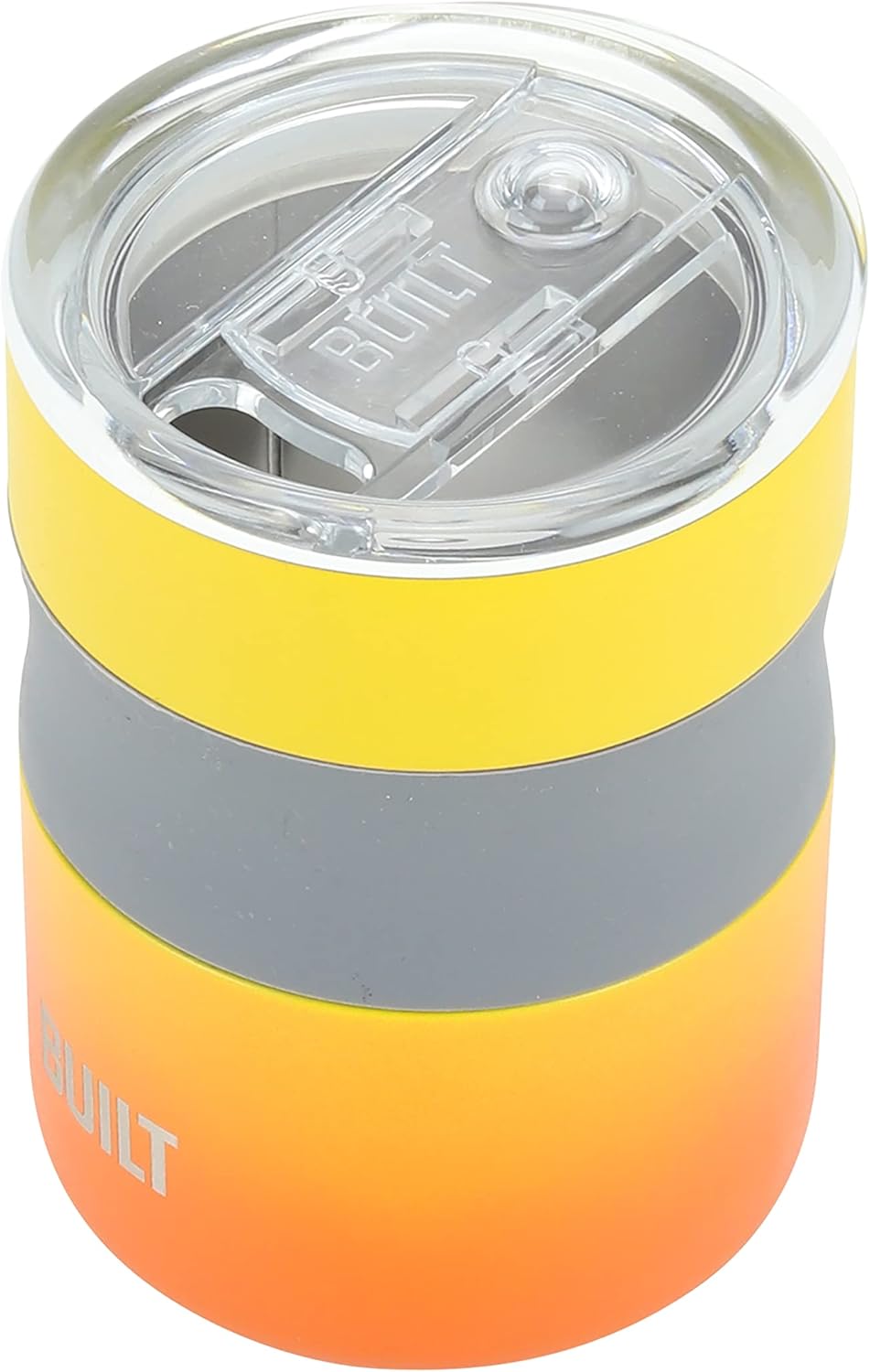 BUILT 12 Ounce Double Wall Vacuum Sealed Stainless Steel, Coffee and Tea Desk Mug, Easy to Clean Tritan Lid with Sliding Splash Guard, Blue Ombre