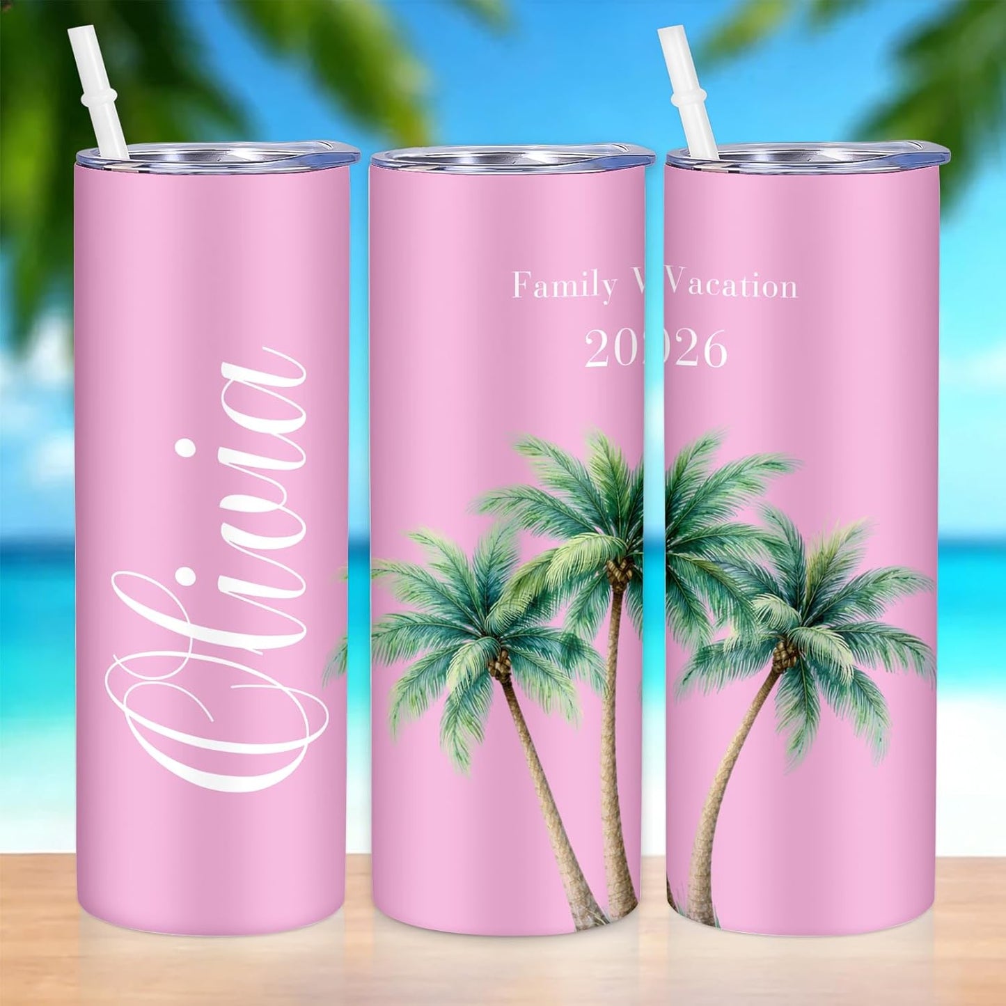 Girl Trip Gifts for Women, Personalized Girls Trip Tumblers with Name Text, Custom Beach Tumbler, Road Trips Vacation Cruise Cup with Lid and Straw, Bachelorette Party Girl Weekend Gift For Friend