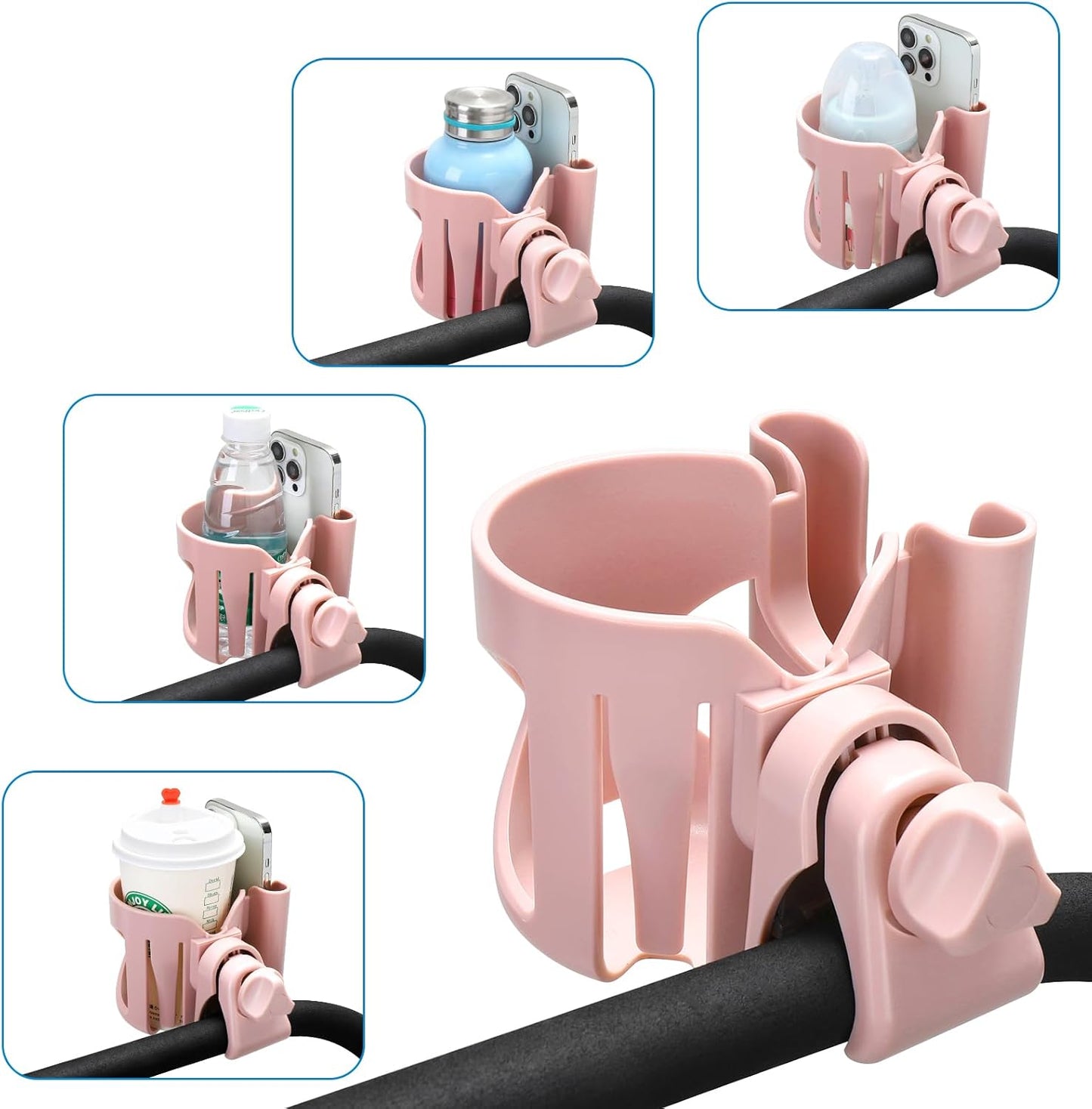 Accmor Stroller Cup Holder, Universal Cup Holder for Walker Wheelchair Bike, 360° Rotatable Stroller Cup Holder Attachment Accessories for Walker, Wheelchair, Scooter