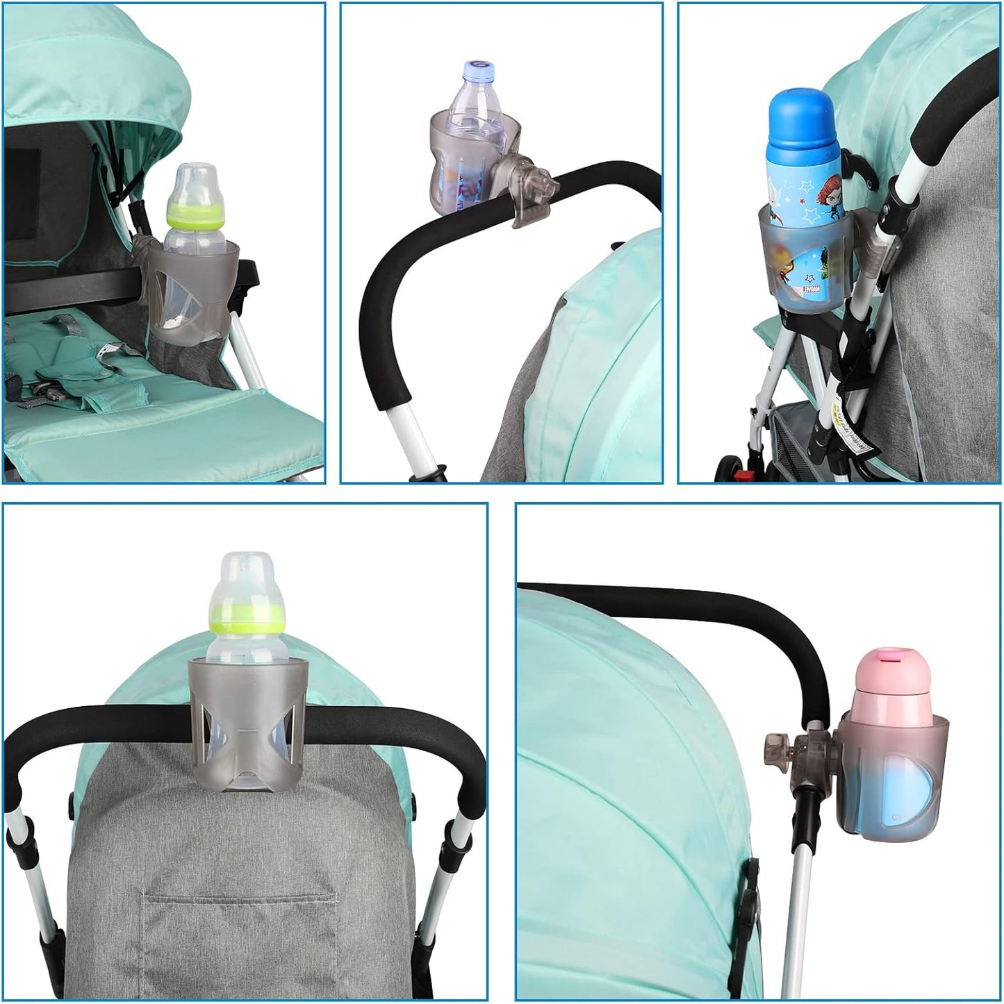 Accmor Stroller Cup Holder, Universal Cup Holder for Walker Wheelchair Bike, 360° Rotatable Stroller Cup Holder Attachment Accessories for Walker, Wheelchair, Scooter