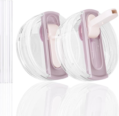 2 Pack 40 oz Flip Straw Lid for STANLEY Quencher ProTour and H2.0 FlowState Tumbler(Only for STANLEY Tumbler), Leakproof Lid, No Spill & Easy to Use Reusable Cover (Passion Pink)