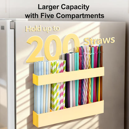 9.5” Large Acrylic Straw Holder for Cabinet Door, Reusable Adjustable Two-Part Straws Organizer with Ultra Sticky Adhesive Strips, 2026 Straw Storage for Kitchen Cupboard (Transparent)