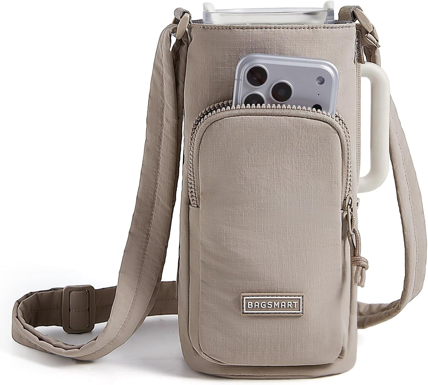 BAGSMART 40oz Magnetic Water Bottle Holder with Strap, Drink Carrier Bag Crossbody Gym Bag, Gym Accessories for Women/Men