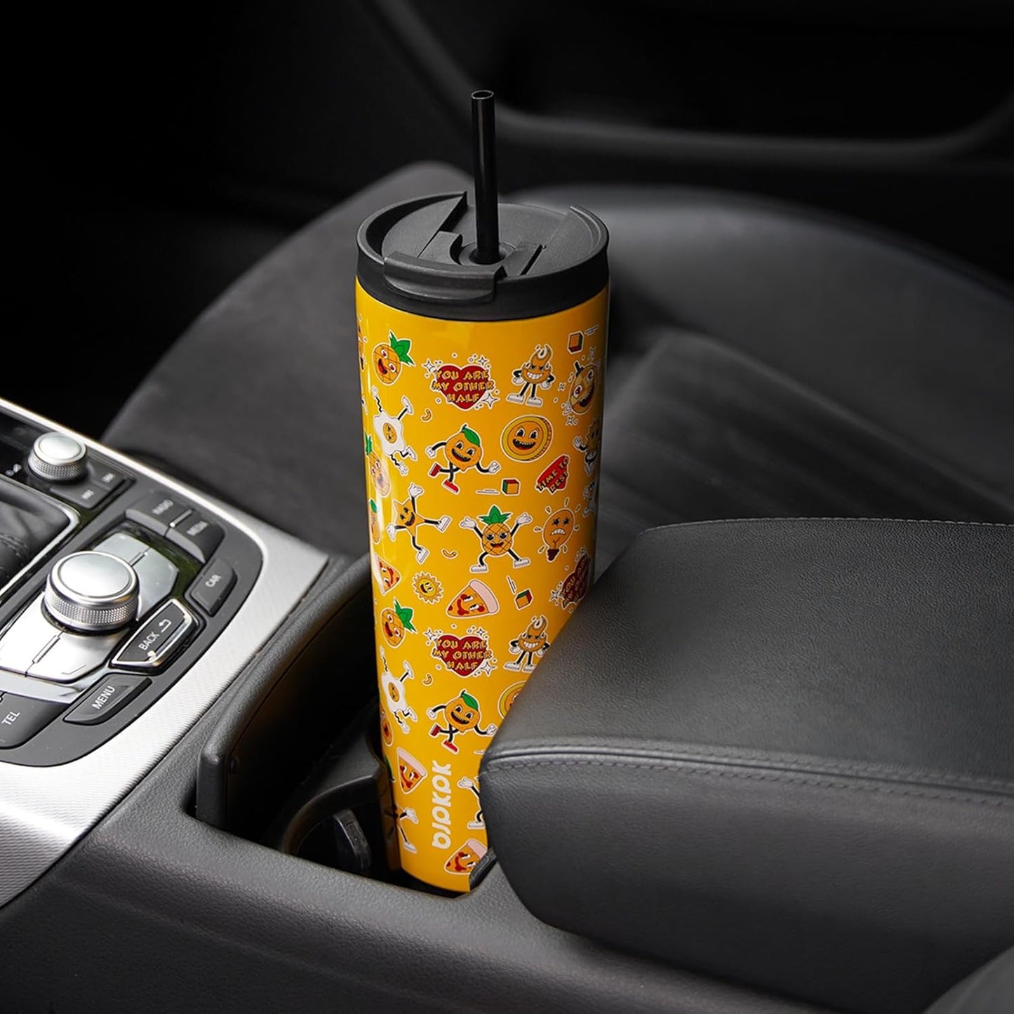 BJPKPK 22oz Insulated Tumbler With lid And Straw Stainless Steel Tumblers Travel Coffee Mug Reusable Thermal Cup,Sky