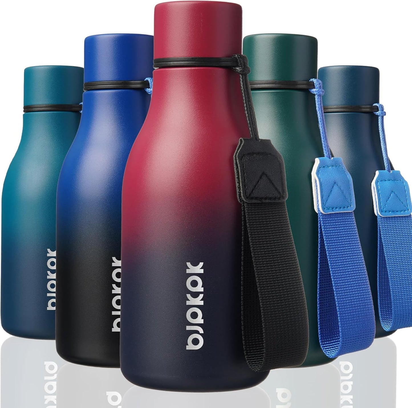 BJPKPK Insulated Water Bottles, 18 oz Stainless Steel Metal Water Bottle with Strap, BPA Free Leak Proof Jugs, Mugs, Flasks, Reusable Thermal Flasks for Sports & Travel, Black - Colors B