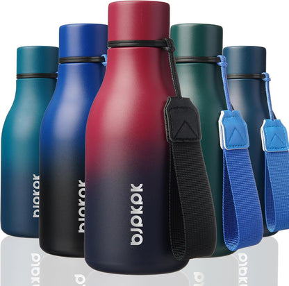 BJPKPK Insulated Water Bottles, 18 oz Stainless Steel Metal Water Bottle with Strap, BPA Free Leak Proof Jugs, Mugs, Flasks, Reusable Thermal Flasks for Sports & Travel, Black - Colors B