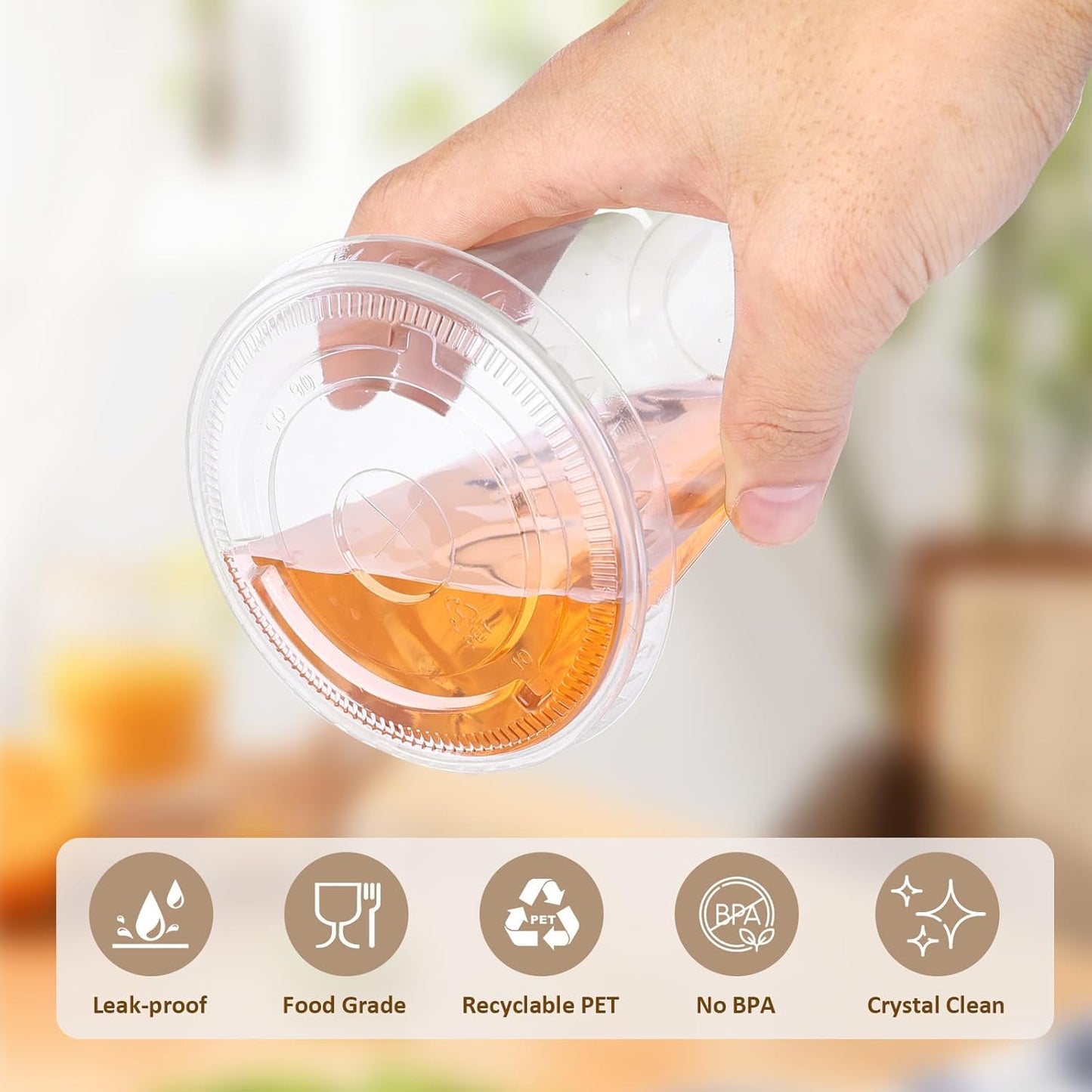 tchrules 100 Set 16oz Plastic Cups with Lids and Straws, Disposable Clear Iced Coffee Cup with Lid, Round Bottom Plastic To Go Cups for Cold Drinks Slushie Smoothie Lemonade Matcha Party Shop Supplies