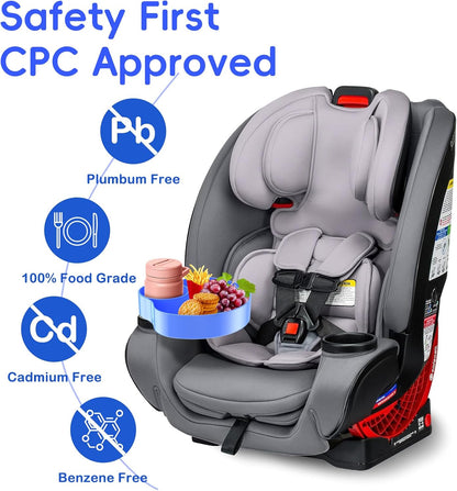 [2 Packs] Kids Car Seat Tray, Travel Tray with Cup Holder for Toddler Baby, Kids Car Seat Food Snack Organizer for Road Trip, Stroller snack, travel must haves - Pink