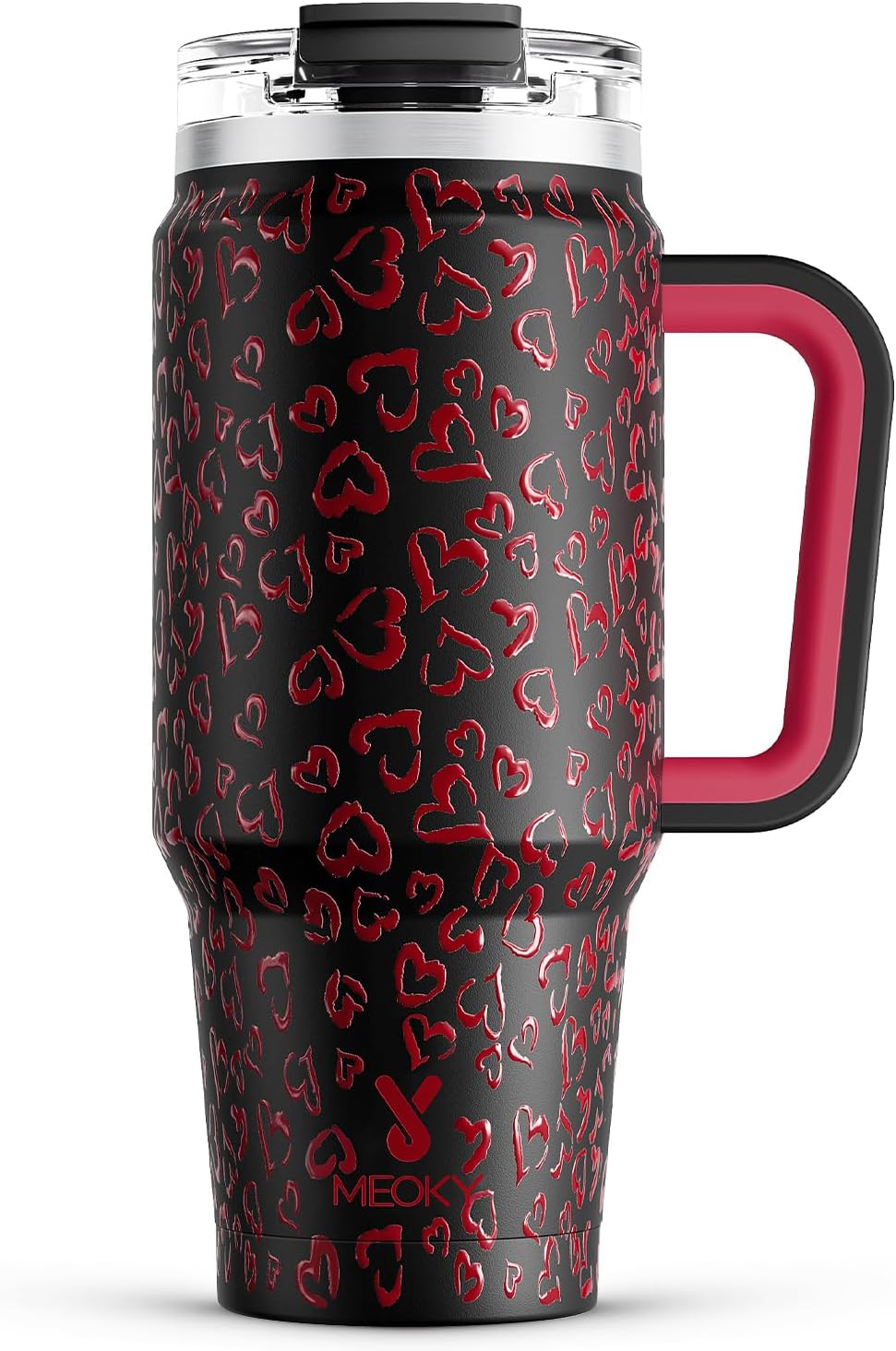 Meoky 32 oz Tumbler with Handle, Insulated Tumbler with Lid and Straw, Stainless Steel Travel Mug, Keeps Cold for 24 Hours, 100% Leak Proof, Fits in Car Cup Holder (Night)