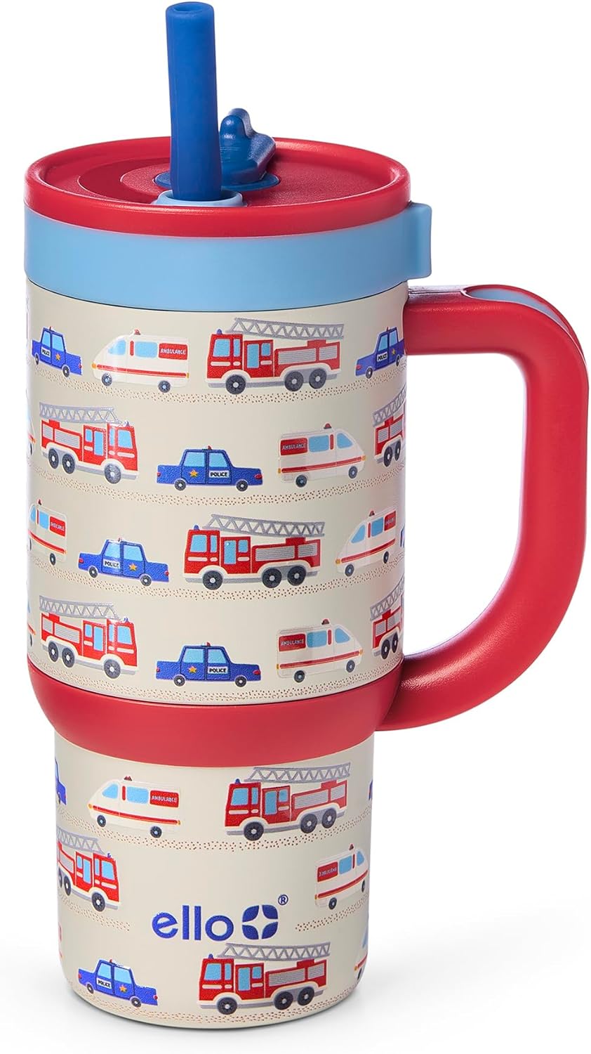 Ello Oasis 18oz Kids Tumbler with Handle & Retracting Straw, 100% Leakproof Reusable Insulated Stainless Steel Cup, Gifts for Teens Girls Boys, Keeps cold for 18 Hours, Cup Holder Friendly, Glacier
