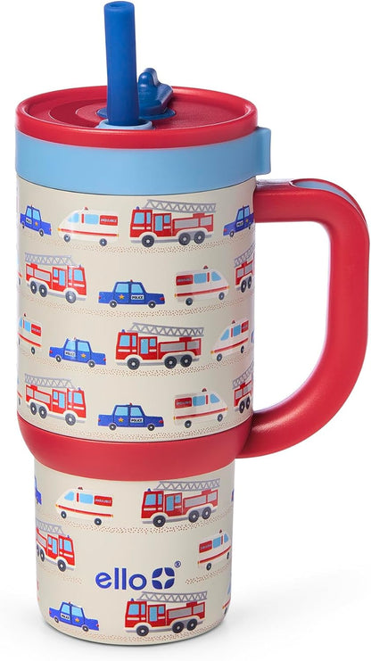 Ello Oasis 18oz Kids Tumbler with Handle & Retracting Straw, 100% Leakproof Reusable Insulated Stainless Steel Cup, Gifts for Teens Girls Boys, Keeps cold for 18 Hours, Cup Holder Friendly, Glacier