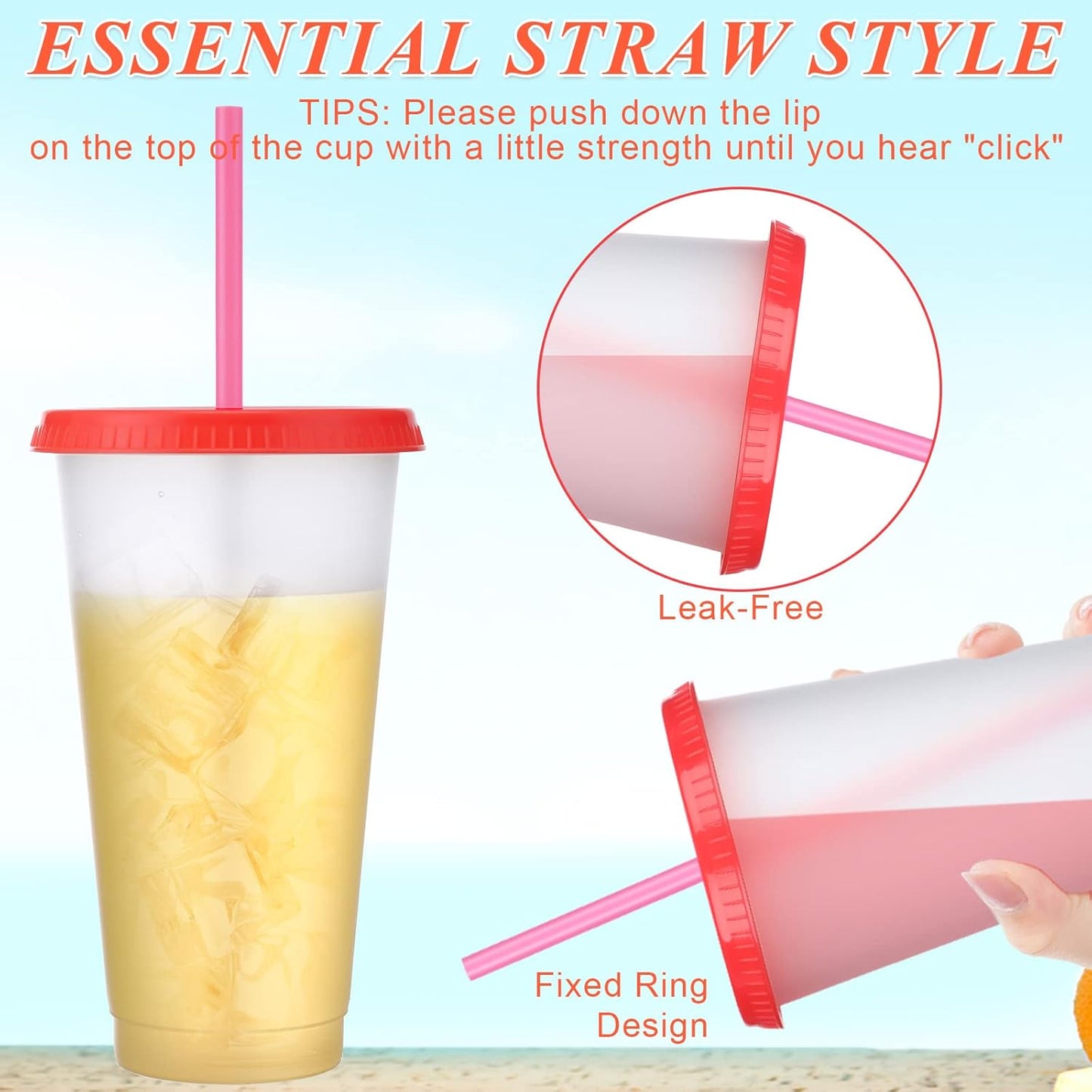 Honeydak 15 Pack Tumbler with Straw and Lid Bulk Cups for Gifts Water Bottle Iced Coffee Travel Mug Cup Reusable Plastic Tumblers for Party Birthdays 24-27 oz (Solid Color)