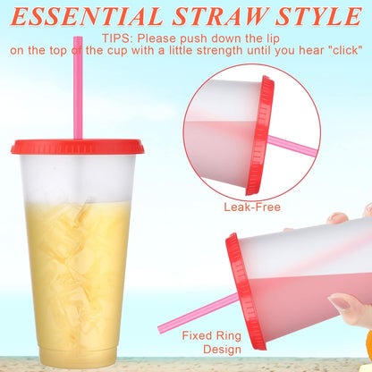 Honeydak 15 Pack Tumbler with Straw and Lid Bulk Cups for Gifts Water Bottle Iced Coffee Travel Mug Cup Reusable Plastic Tumblers for Party Birthdays 24-27 oz (Solid Color)