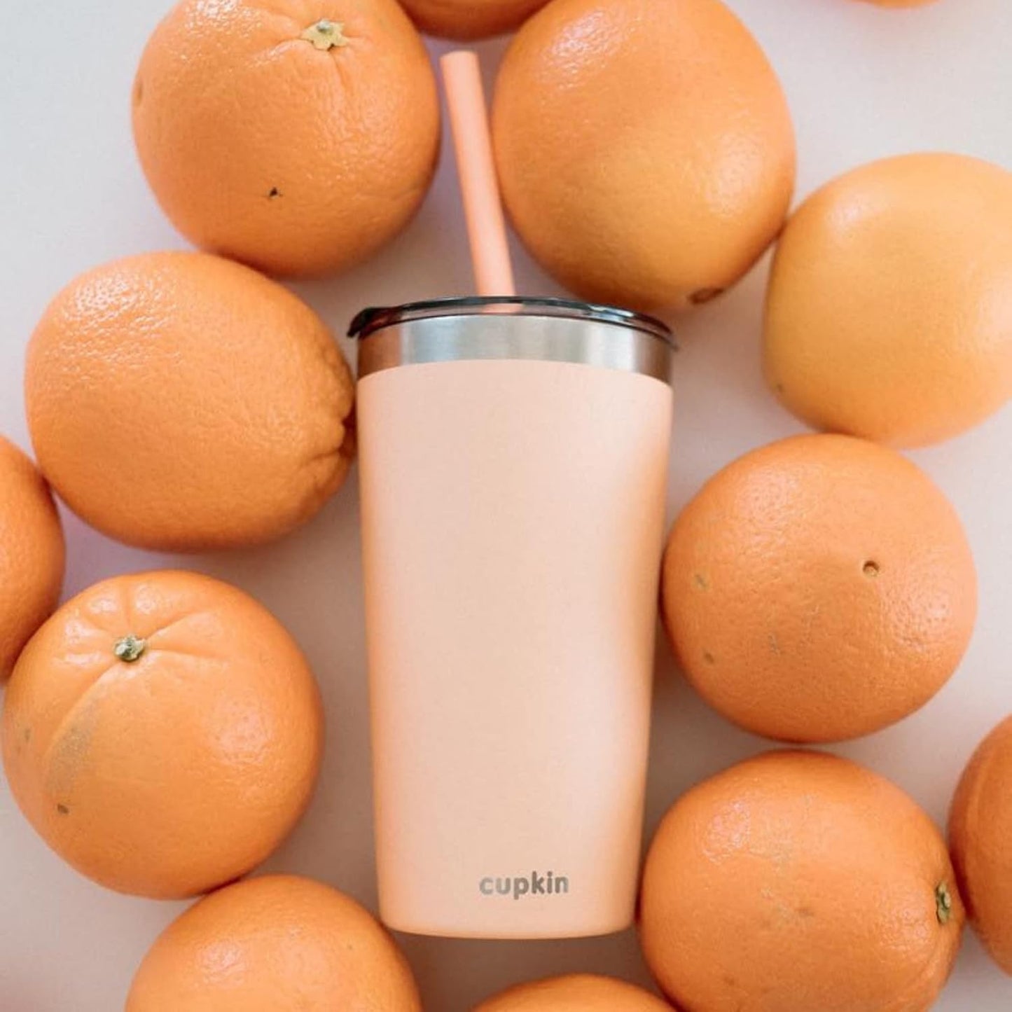 CUPKIN Stainless Steel Insulated Tumbler with Lid and Straw, 20 oz Stainless Steel Cups, Set of 2 Travel Coffee Mug for Adults, Iced Coffee Cup with Lid, Tumbler for Travel (Coral + Yellow)