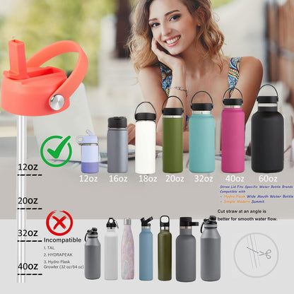 RRegeny Straw Lid for Hydro Flask Wide Mouth 32 40 oz, Lids with Flexible Handle compatible with HydroFlask, Replacement Sports Flex Cap Wide Mouth Top