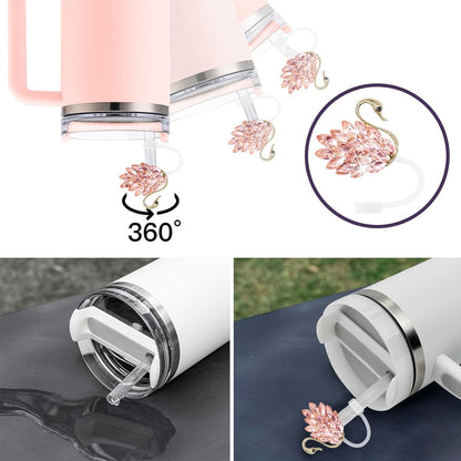 Cute Straw Cover Cap for Stanley Cup Accessories,Bling Straw Toppers for Stanley Tumbler 40&30 oz,Reusable Straws Tips Protectors Compatible with 10mm Straws