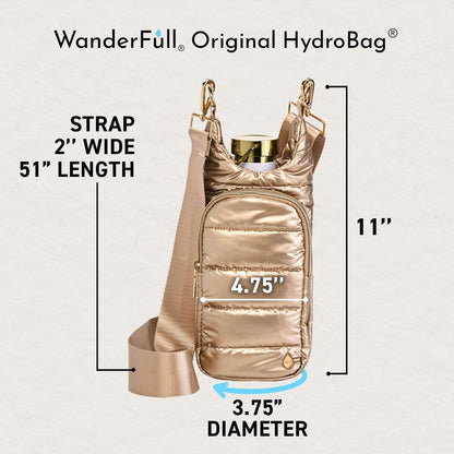 WanderFull Original HydroBag Fits Up to 32 oz Water Bottle Holder with Strap – Hands-Free Crossbody Water Bottle Carrier Bag with Phone Pocket - Colors B