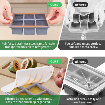 Large Ice Cube Tray for Whiskey: FDDBI Silicone Ice Cube Trays with Lid - 2Pack Big Square Old Fashioned Ice Cube Maker for Cocktail - 2inch Huge Cubed Ice Trays for Whisky