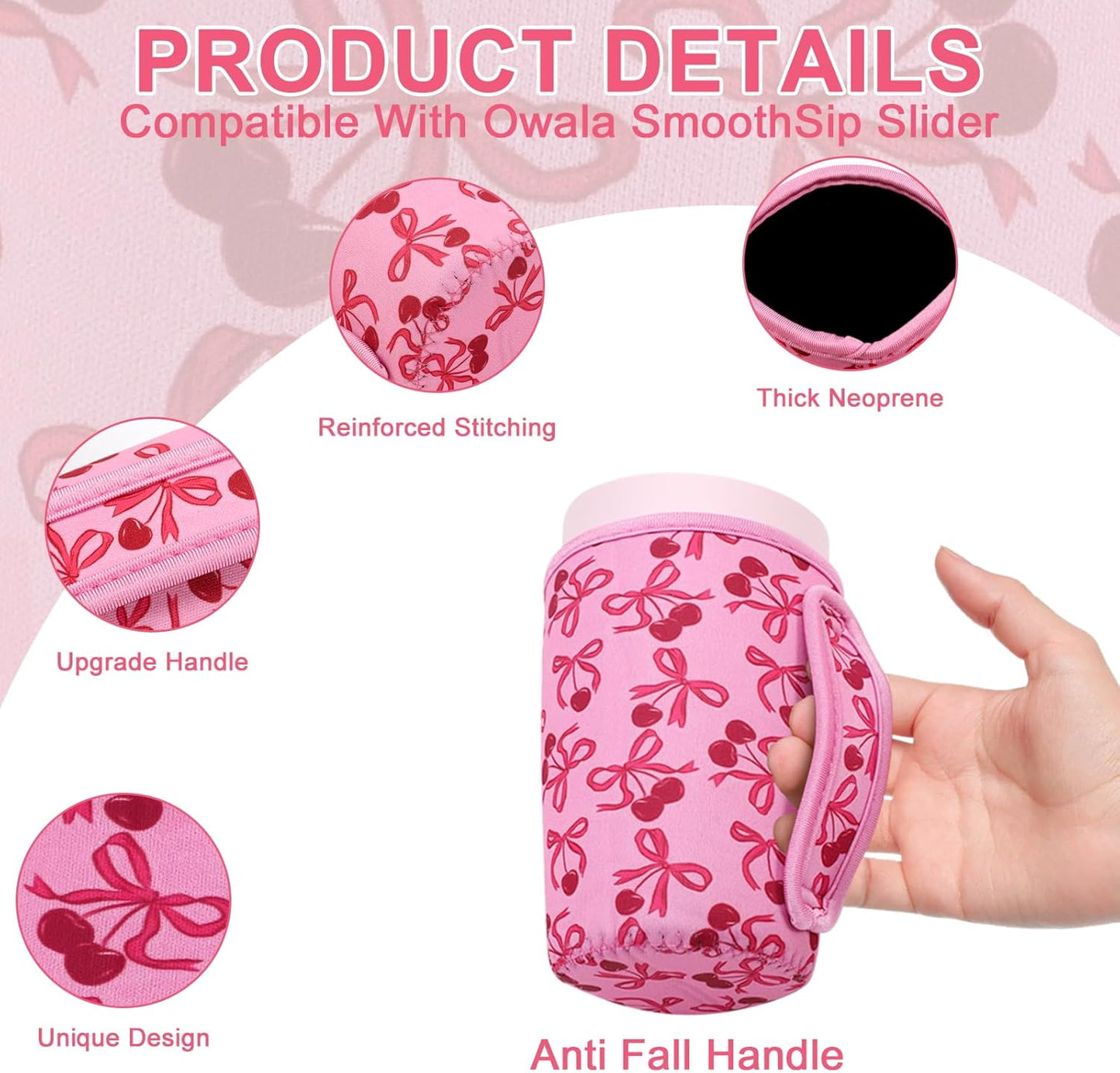 Cute Sleeve for Owala Coffee Tumbler, Neoprene Cover with Handle for Owala SmoothSip Slider, Scratch Resistant Coffee Mug Sleeve for Women to Office, Workout, Coffee Break. (Coffee Break)