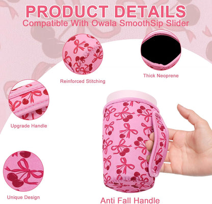 Cute Sleeve for Owala Coffee Tumbler, Neoprene Cover with Handle for Owala SmoothSip Slider, Scratch Resistant Coffee Mug Sleeve for Women to Office, Workout, Coffee Break. (Coffee Break)