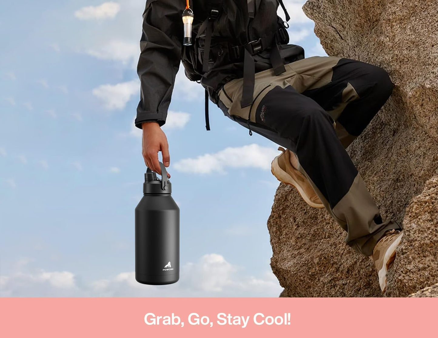 POWCAN 26 oz Insulated Water Bottle with 2-in-1 Straw and Spout Lid, Keep Cold 24H, Leak-Proof, Fits in Car Cup Holder, Stainless Steel Water Bottle for Sports, Travel, and School (Mint)